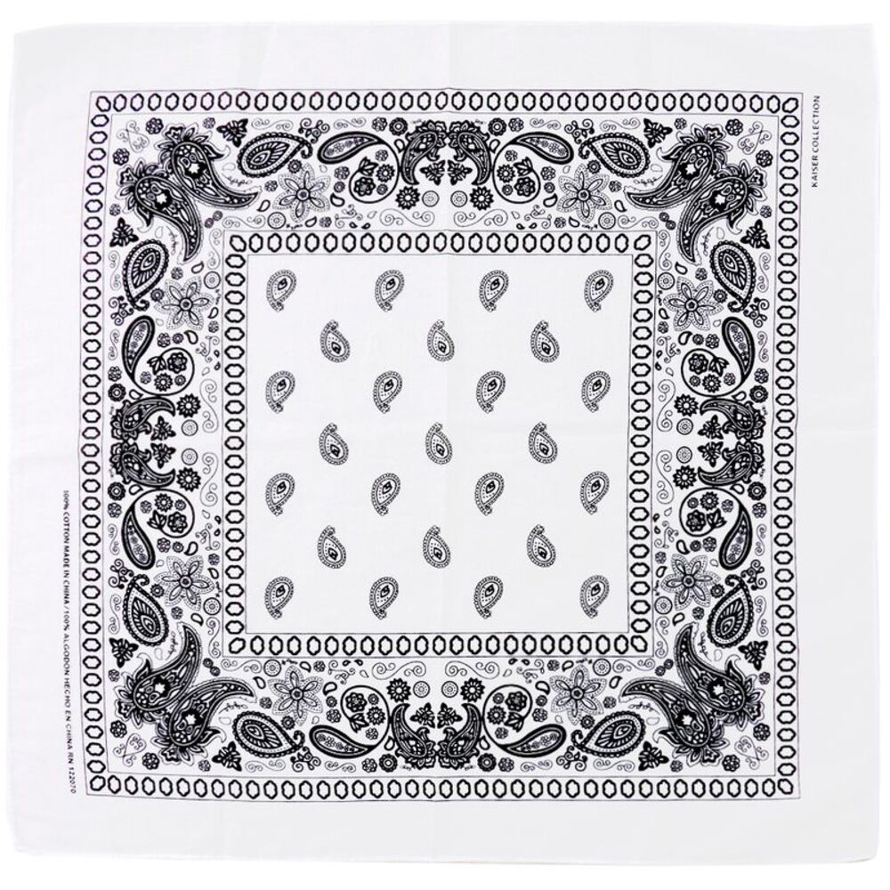 Bandana Face Mask Cover Head Wrap Scarf 100% Cotton Paisley White